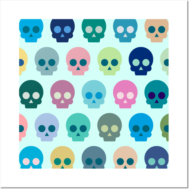 Colorful Skull Cute Pattern Wall Art by uniqued